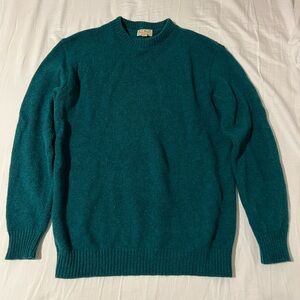 Vintage LL Bean Wool Sweater Mens XL Long Green Made In USA Crewneck Heavy Knit